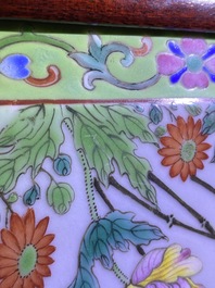 A Chinese square famille rose plaque, Qianlong/Jiaqing